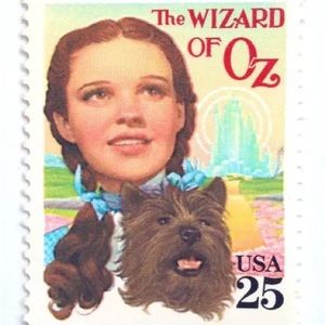 COPY Pin | Vintage Wizard of Oz Postage Stamp | Dorothy, Toto, Yellow Brick Road